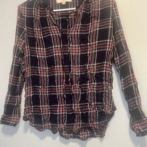 LOFT Plaid Sweater - Red and Black